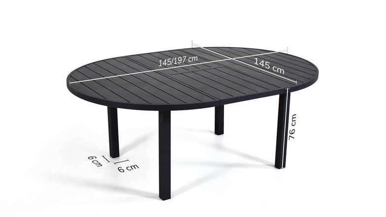 Mesa de comedor extensible 145/197 cm, redonda (blanca)