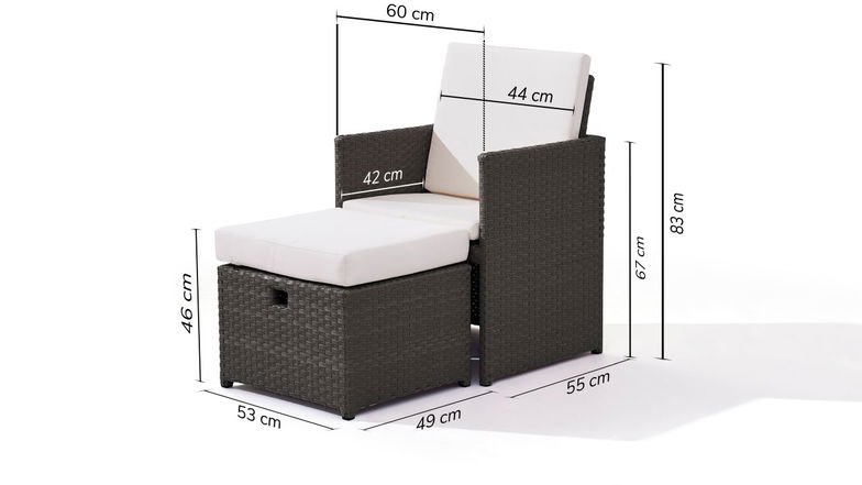 Silla y Reposapiés Bodiner, 2 unidades cada uno (antracita)