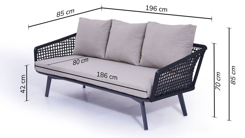 Sofá Diva 196 cm (gris)
